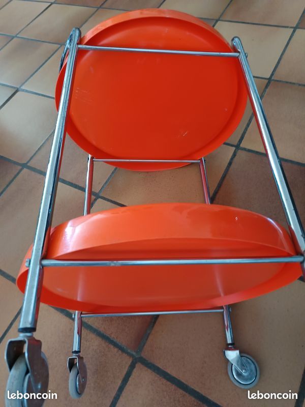 Desserte à roulette orange vintage (image 6)