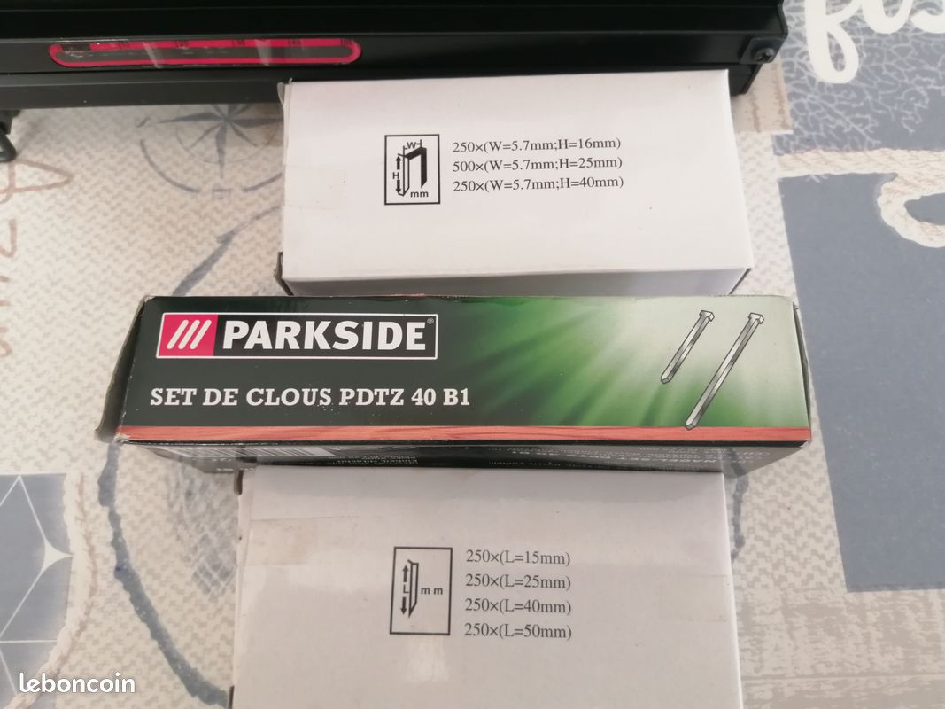 Lot de 1000 clous de 40 mm pour agrafeuse cloueuse pneumatique Parkside