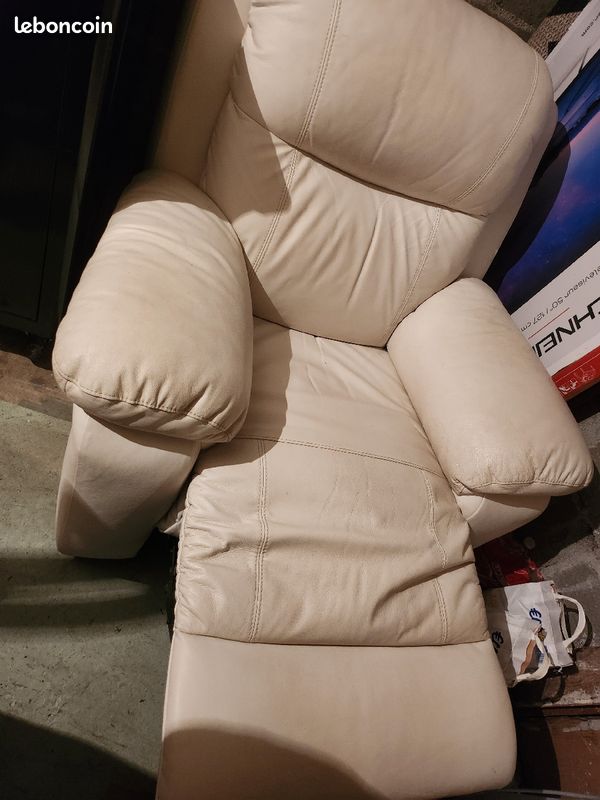 Fauteuil cuir blanc (image 4)
