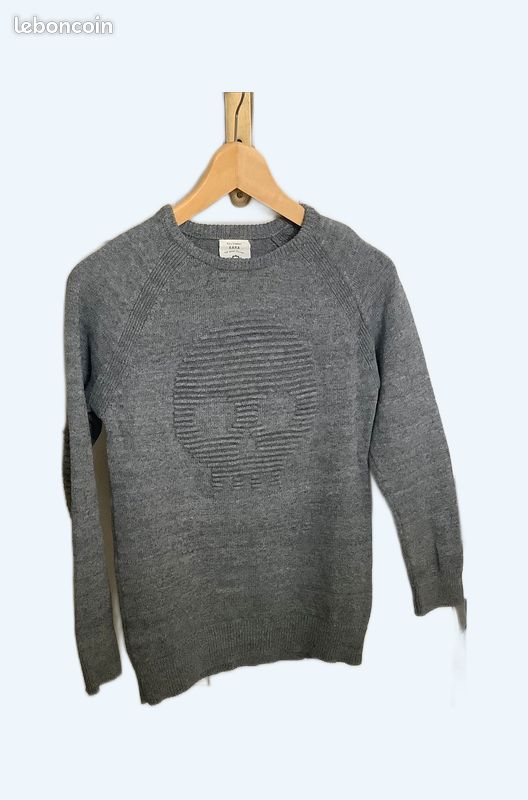 Pull Garçon Aribas Gris – Taille 12 Ans, Polyester/coton, Manches Longues, Encolure Ronde