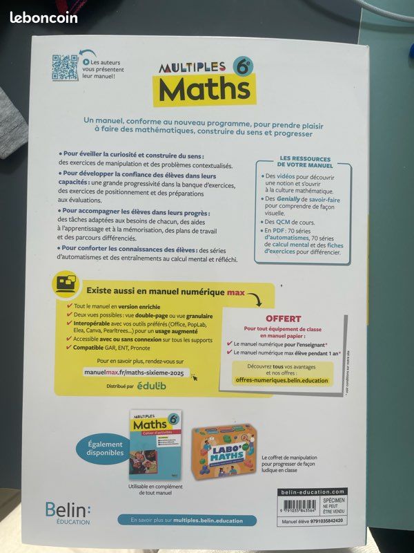 Maths 6e Multiples – Belin – Nouveau programme 2025 (image 2)