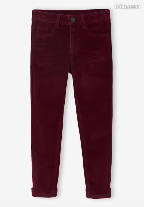Pantalon slim velours garçon - bordeaux (Vertbaudet) (image 2)