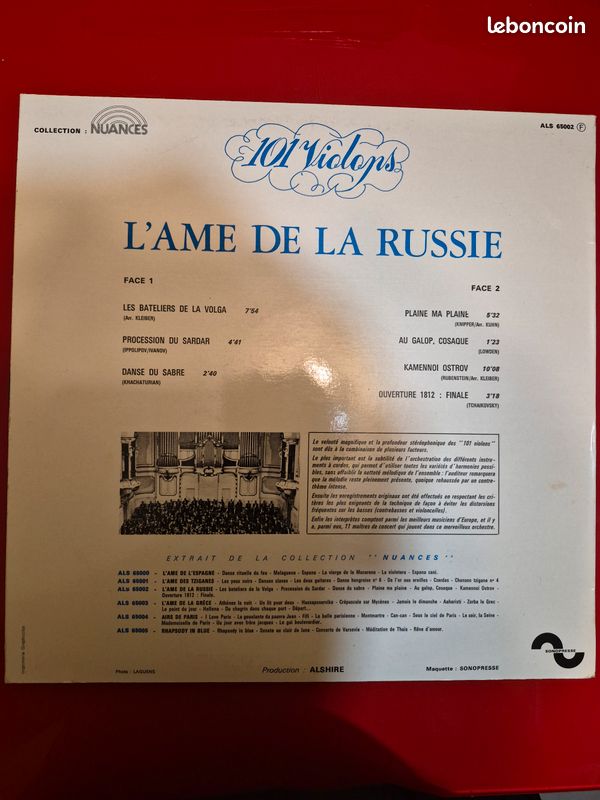 Vinyle 33T – L’Âme de la Russie – Les 101 Violons (image 2)