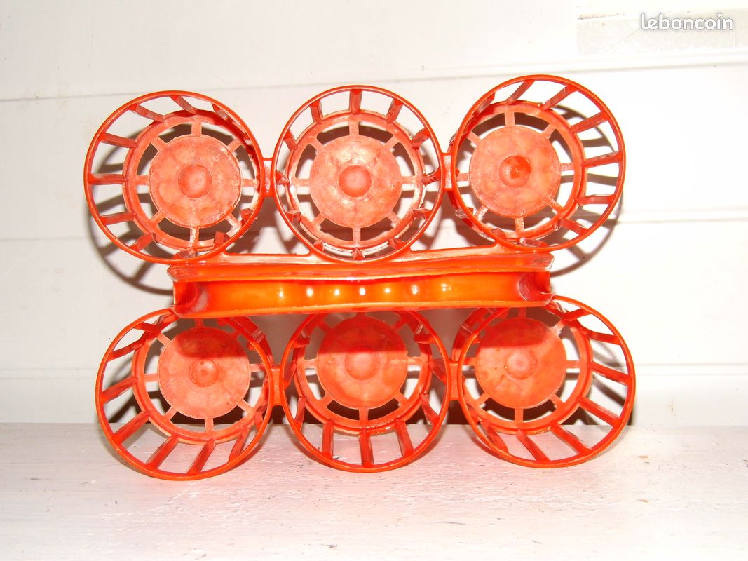 Ancien porte-bouteilles vintage années 70 orange - Arts de la table