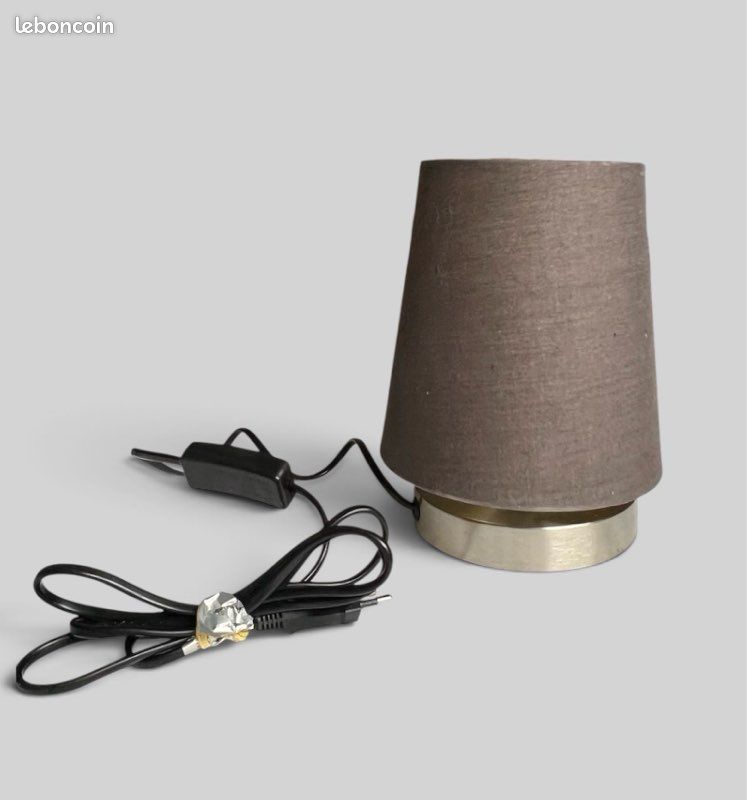Petite lampe de chevet / table Gifi gris anthracite/taupe et chrome (image 4)