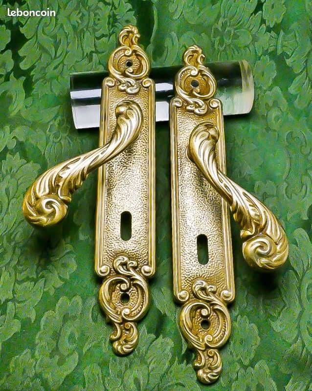 Paire de poignée de porte en laiton massif - Décoration