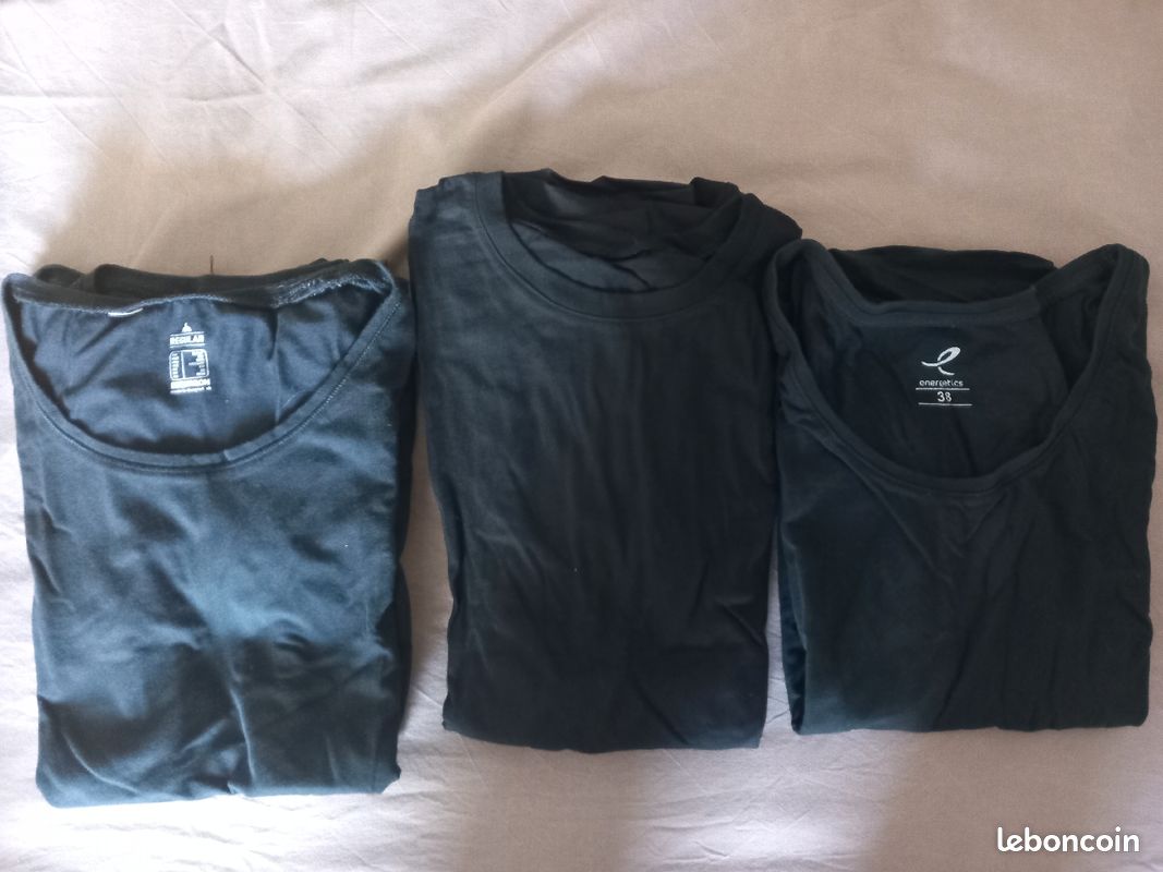 6 t-shirts noirs en coton (image 2)