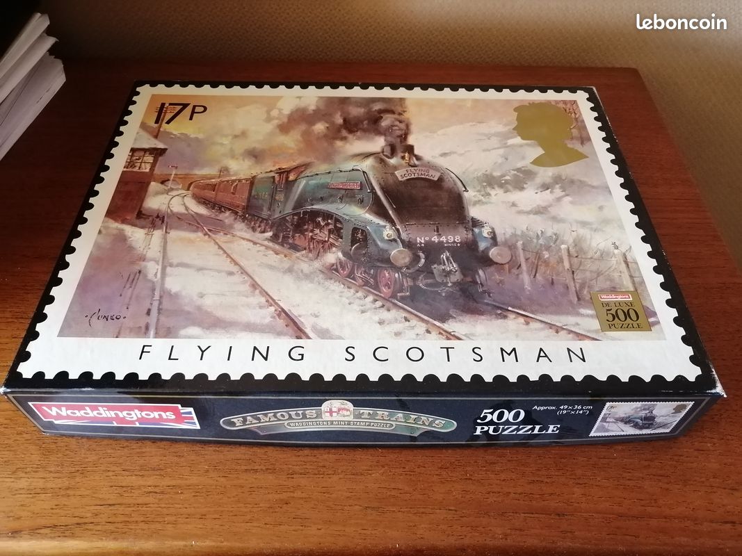 2 puzzles de 500 pièces - Timbres anglais locomotives - Flying Scotsman / Royal Scot (image 2)