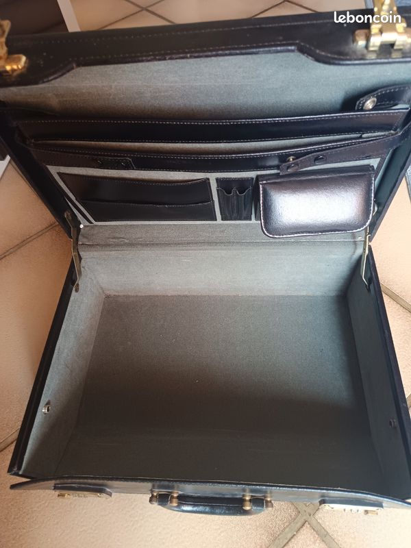 Ancienne Mallette de Médecin / Sacoche Rigide en Cuir Noir – Très Bon État (image 5)