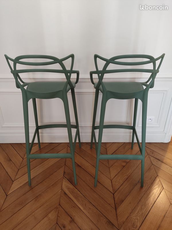 Tabourets Kartell MASTERS STOOL verts sauge (image 2)