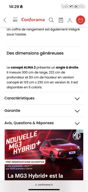 Canapé d’angle convertible gris (image 7)