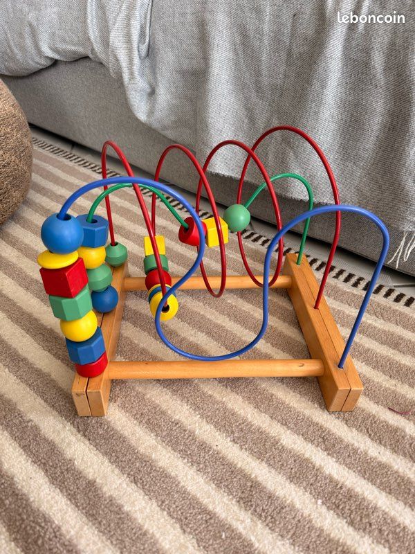 Jeu bébé/enfant en bois avec boules couleurs (image 2)