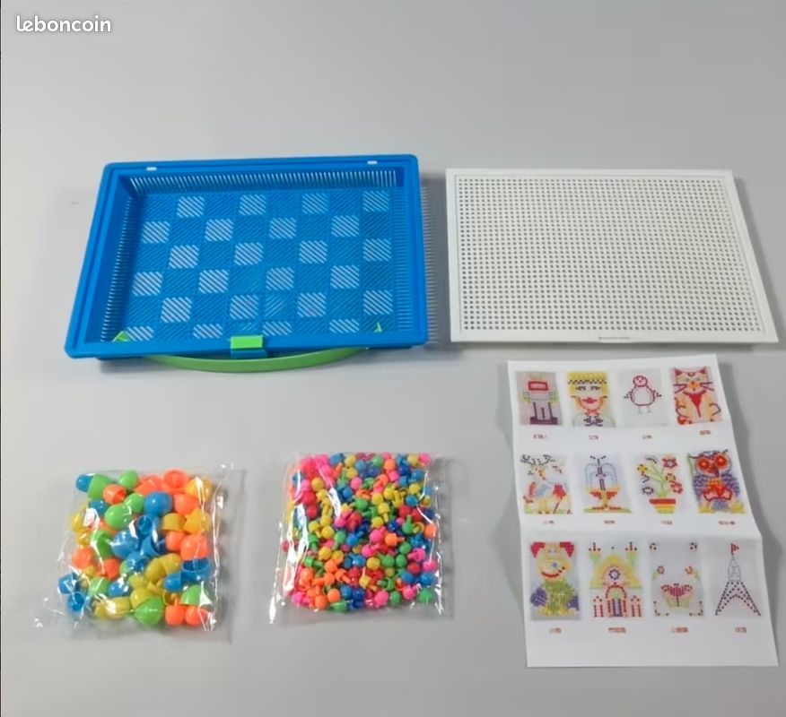 Puzzle Mosaïque Champignons Colorés - 240 Piquets + Panneau Bois + Cartes - Jouet Éducatif Enfant 2-5 Ans