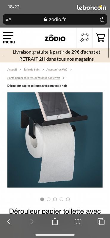 Dérouleur WC repose smartphone noir (image 1)