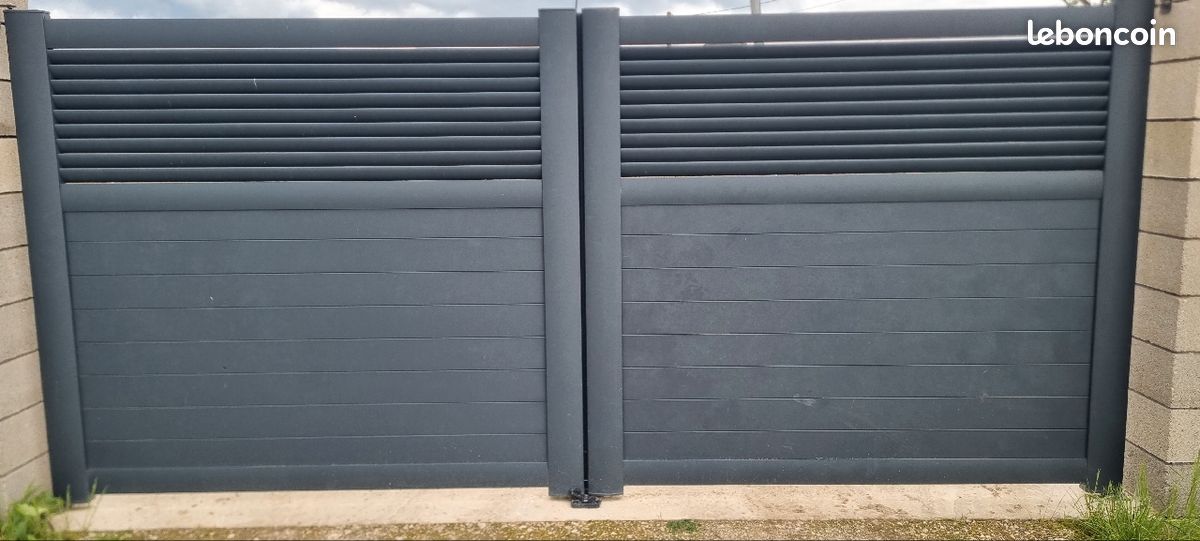 Portail 4m x 1m80 alu gris anthracite avec moteur nice (image 2)