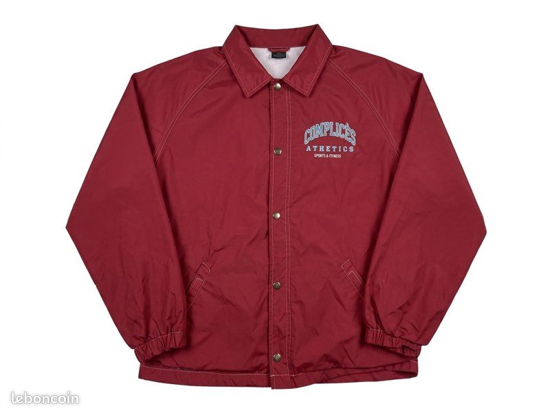 K-Way Veste Coupe-Vent Vintage 1980s | Imperméable Nylon Rouge | Zip Intégral , Capuche | France | M - France