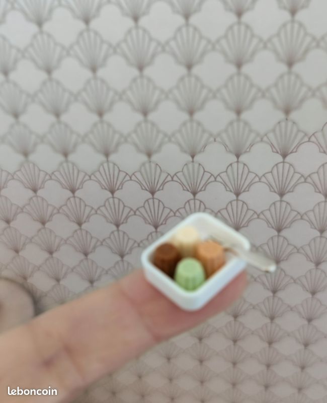 Jouet miniature plat et 4 petits flans pour poupées sylvanians ou souris maileg (image 3)