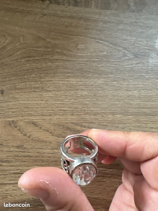 SUPERBE BAGUE DE CRÉATEUR DYRBERG/KERN EN ACIER ET STRASS - TAILLE 53
