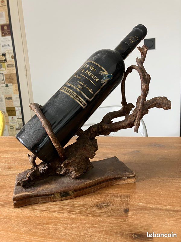 Porte-bouteille De Vin Ancien En Plaqué Argent - Décor Vigne - Sommelier - France