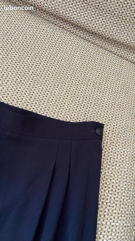 Pantalon de tailleur fluide bleu marine Alexane Paris (Taille 40 / étiquette 44) / Neuf (image 5)