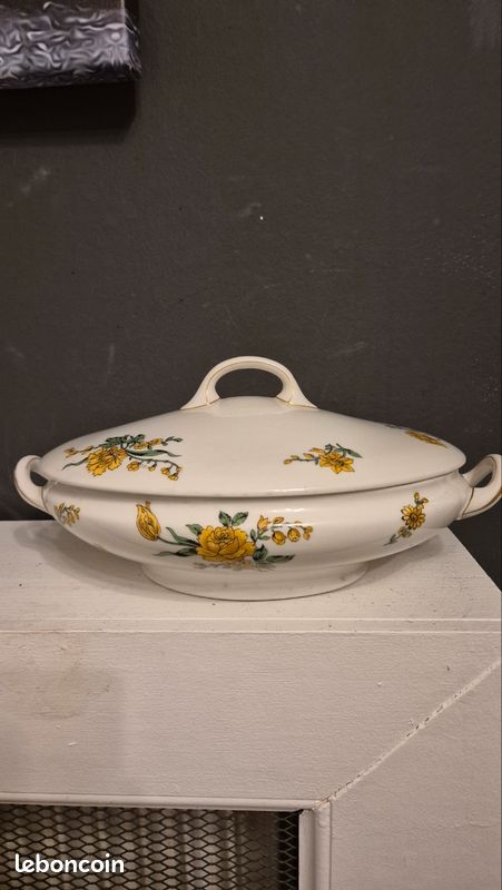 Soupière Vintage En Porcelaine De France – Multicouleur – Pièce Ancienne