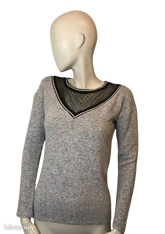 Naf Naf Pull Manche Plumetis Pull Empiècement Plumetis Naf Naf