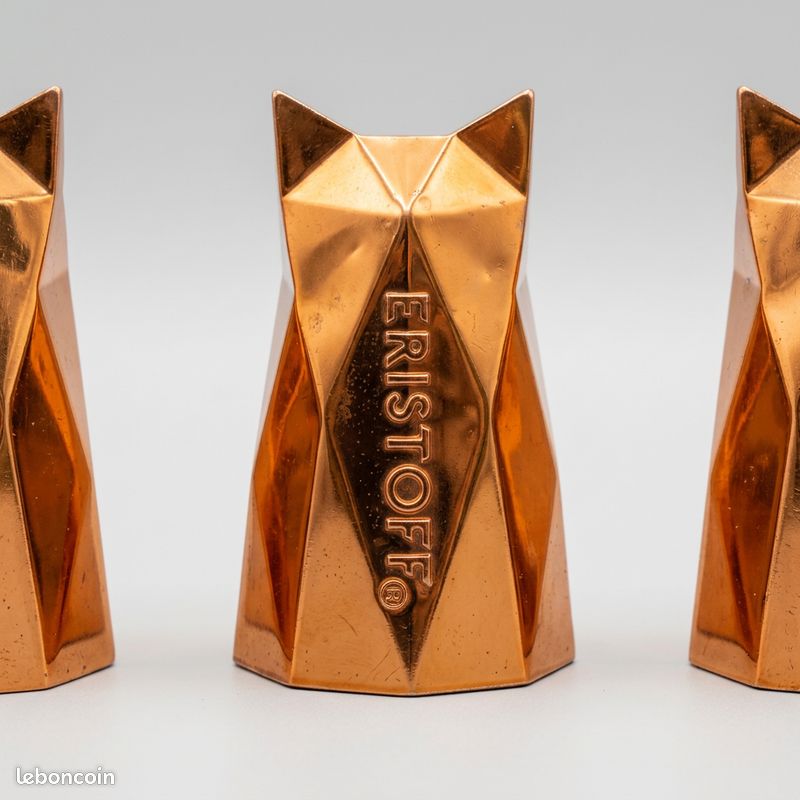 Lot 3 verres à shot shooter Eristoff tête de loup origami cuivré (image 2)
