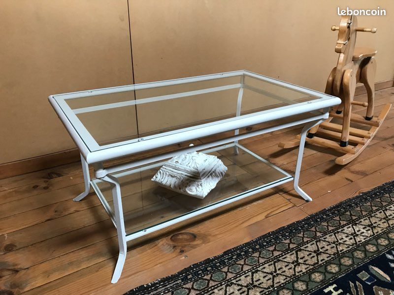 Table salon fer forgé blanc (image 3)