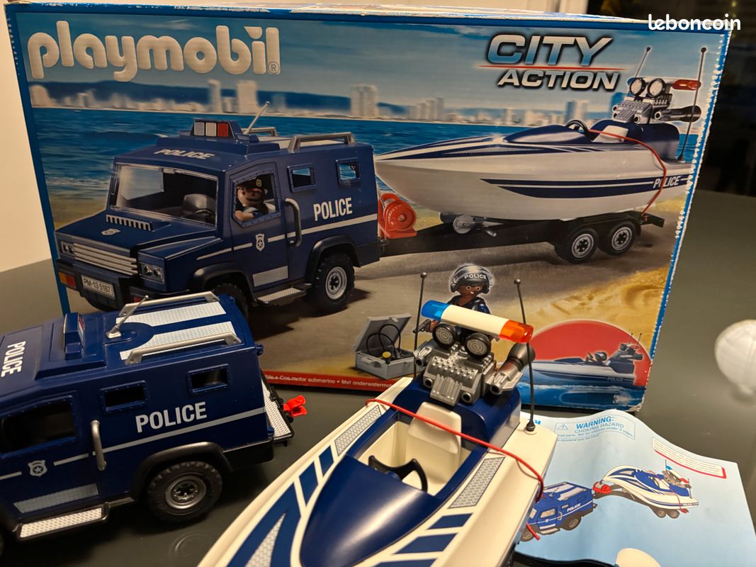Playmobil boîte complète 5187 city action fourgon et vedette police (image 2)