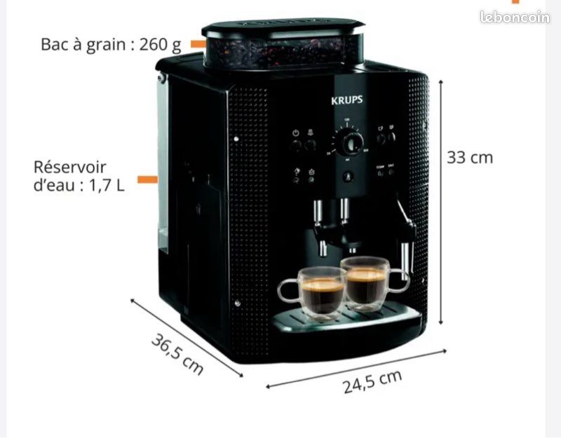Machine à café broyeur grains KRUPS + mousseur (image 6)