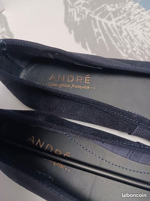 Ballerines ANDRE à Rubans - Cuir Bronze, Taille 37, Très Bon état, Talon Plat !