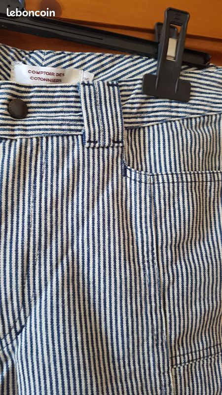 Pantalon comptoir des cotonniers taille 36. Rayé bleu et blanc (image 2)