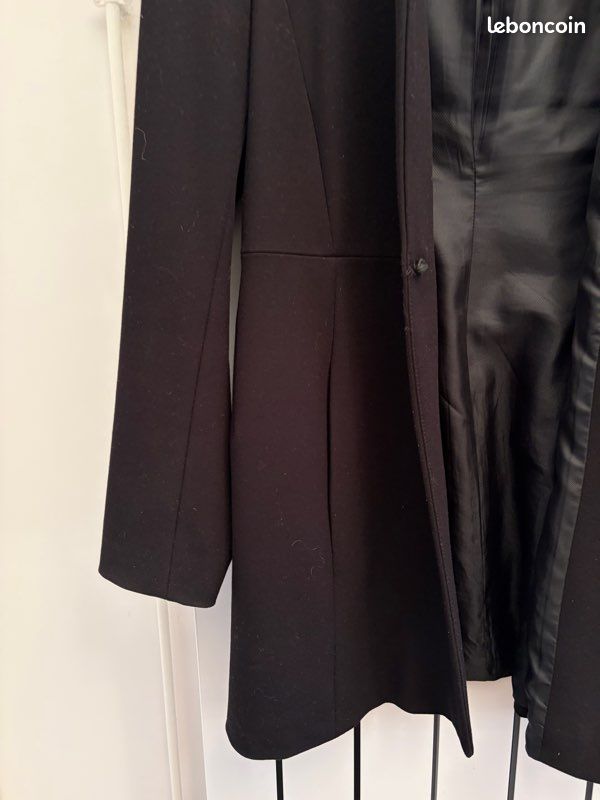 Blazer Long Femme Noir Zara - Taille S - Veste Habillée Occasion En Très Bon état