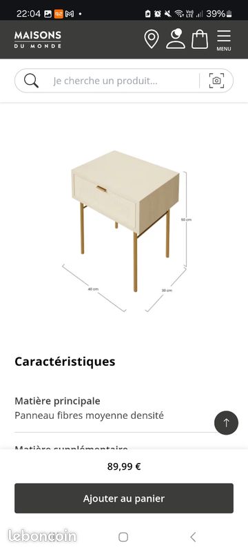 Solstice table chevet maison du monde (image 3)