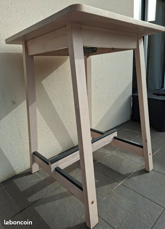 Table haute cuisine IKEA Norraker, blanc, bouleau, dimensions 74x74, hauteur 101, très bon état (image 3)