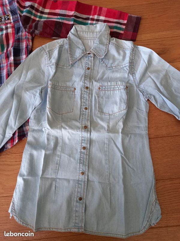 2 superbes CHEMISES manches longues 11-12 ans CHEMISE POLO EXPRESS + CHEMISE en jean's / bobp (image 3)
