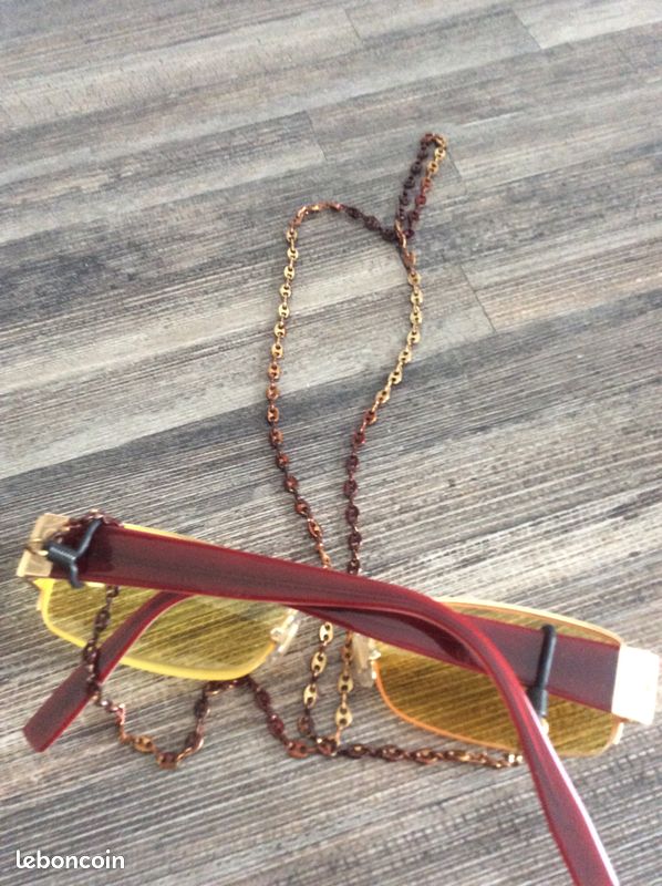 Lunettes femme MOREL verre jaune branche bordeaux 8 euros (image 2)
