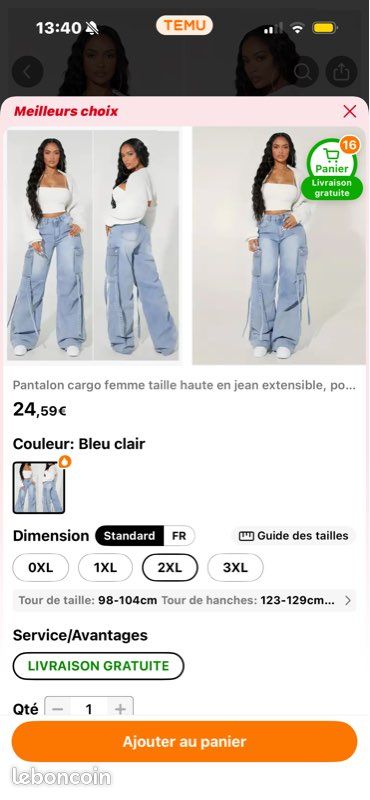 Lot de 2 pantalons femme 2XL – Neufs (Temu) (image 8)