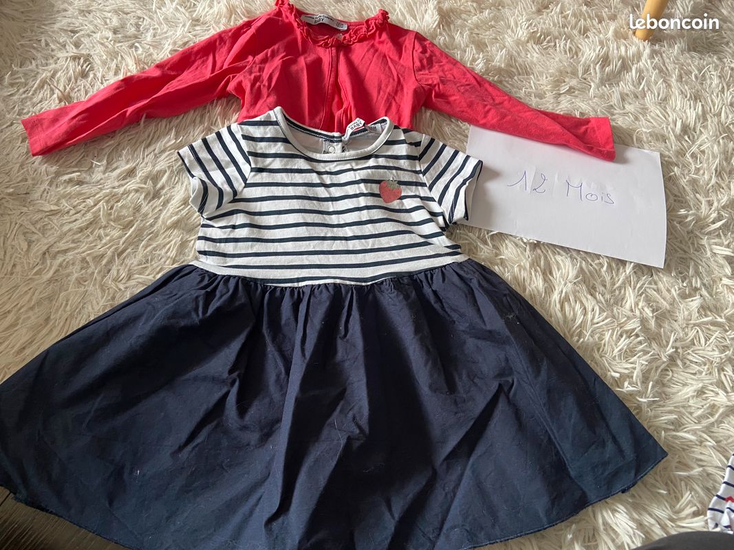 Robe marinière et gilet 12 mois Vêtements bébé