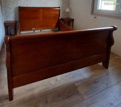 Vends lit merisier 2 places (image 1)