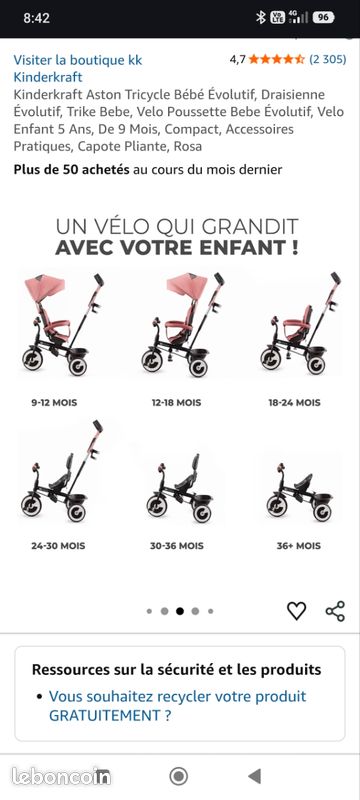 Kinderkraft Aston Tricycle Bébé Évolutif, aisienne , Trike Bebe, Velo Kinderkraft Aston Tricycle Bébé Évolutif, aisienne , Trike Bebe, Velo