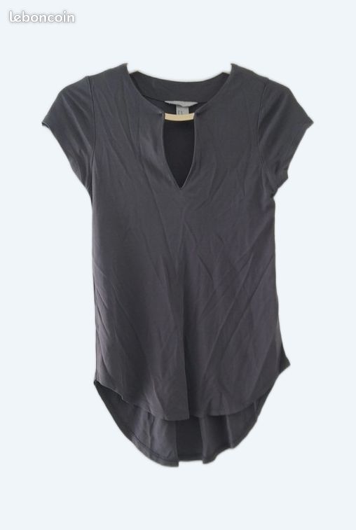 Top gris H&M taille XS manches courtes (image 1)