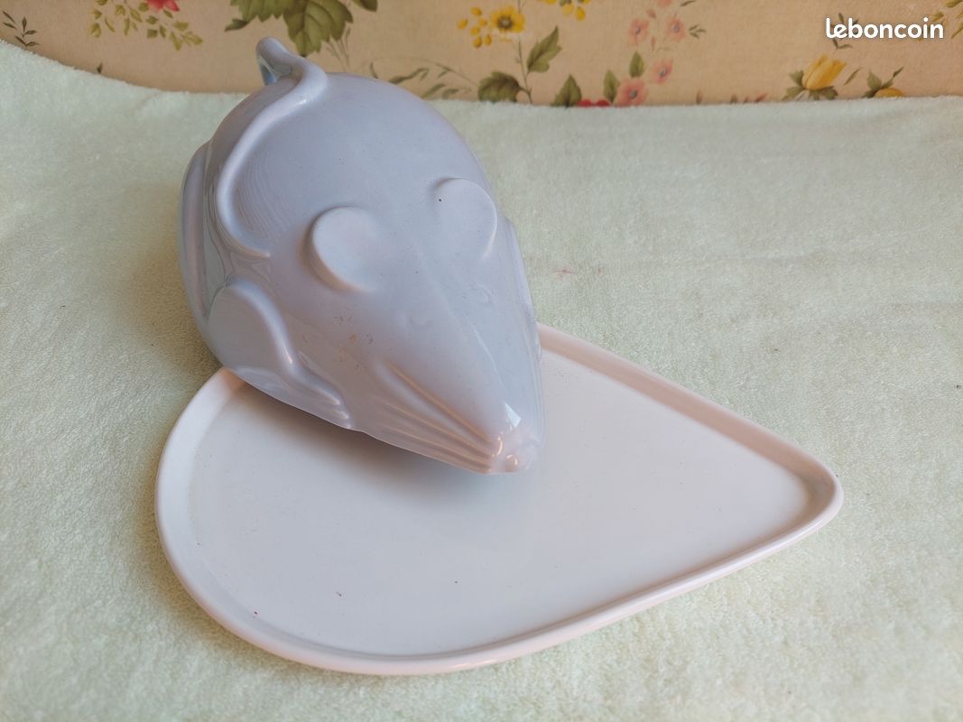 Bellini , Cloche à fromage souris en céramique blanche
