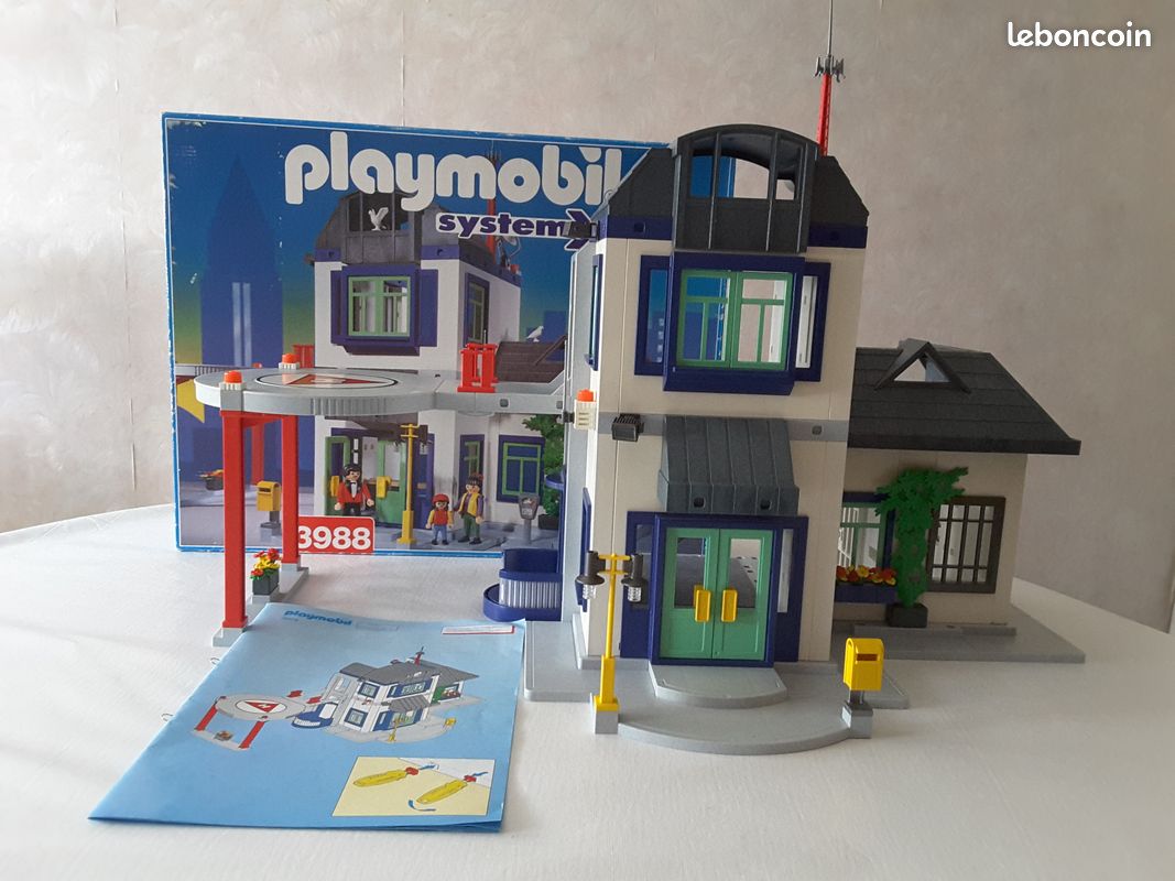 Lot Playmobil Hôpital/Hôtel De Ville 3988 Avec Extensions 3980 Et 3981 - Complet
