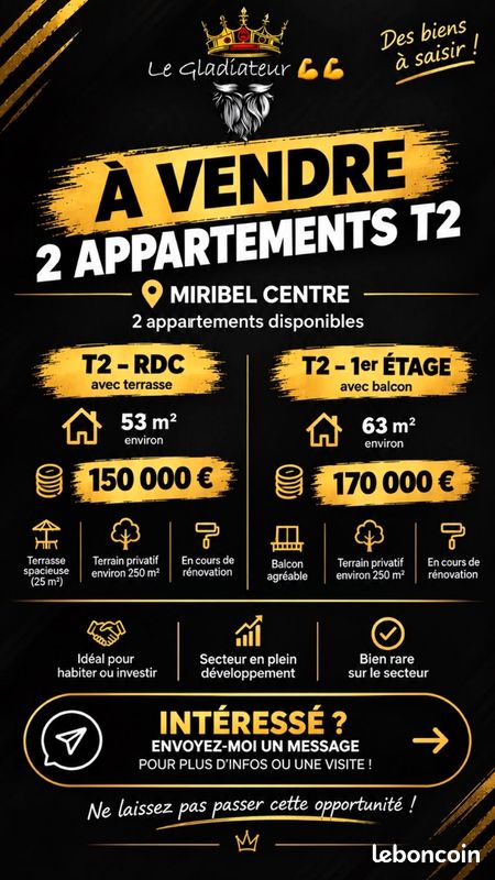 Appartement 3 pièces 53 m² · à Miribel · 53 m² · 150 000 €