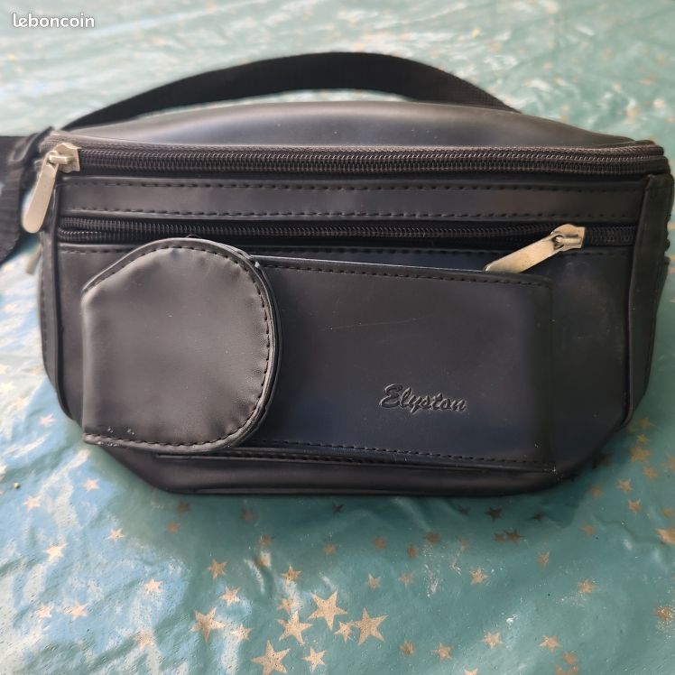 Sac banane cuir noir Elyston (image 1)