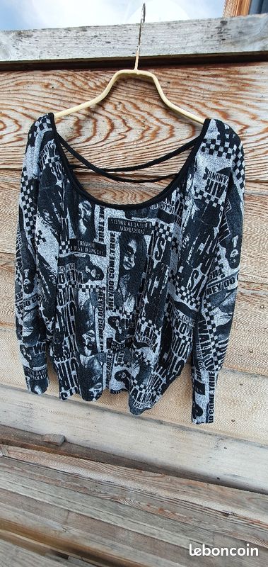 Pull léger gris noir (image 1)