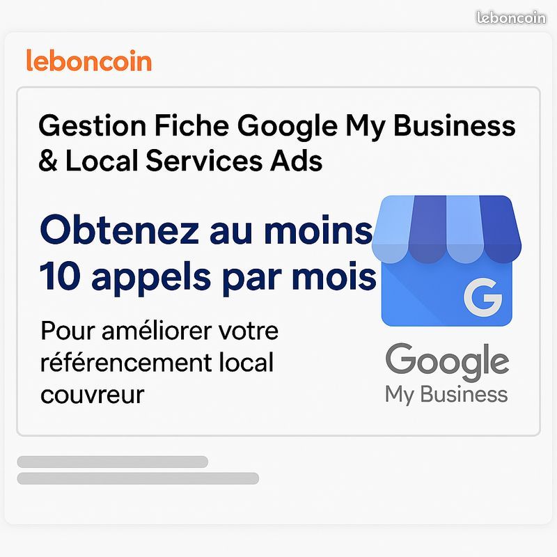 Couvreurs : +10 appels/mois grâce à Google – Fiche GMB + Compte Local Service” (H/F/X) (image 1)