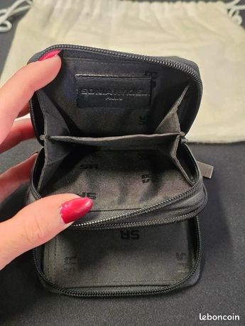 Portefeuille/porte-monnaie Vintage Sonia Rykiel - En Toile Et Cuir, Couleur Noire, Occasion