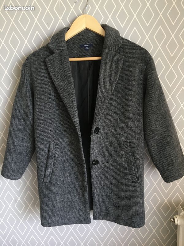 Manteau mi-long gris fille (image 2)